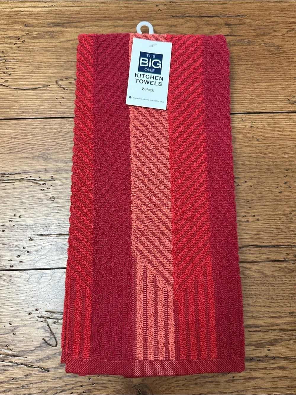 The Big One Red and Coral Striped Kitchen Towels - 2 Pack